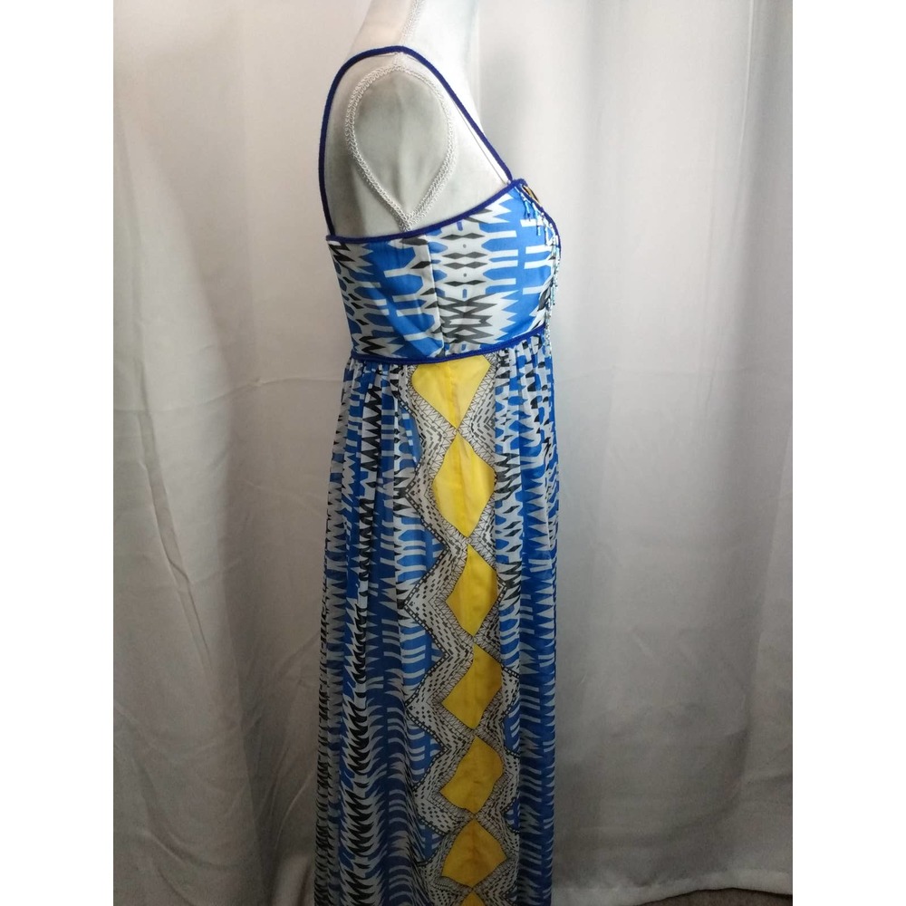 Christina blue geometric print spaghetti strap maxi dress - Picture 3 of 6